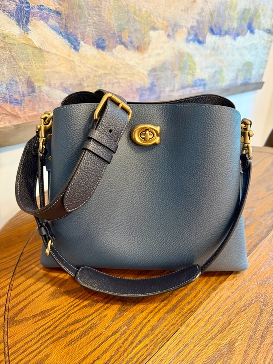 Coach Handbags - Coach Willow Bucket Leather Shoulder Bag in Denim Blue with Gold Hardware